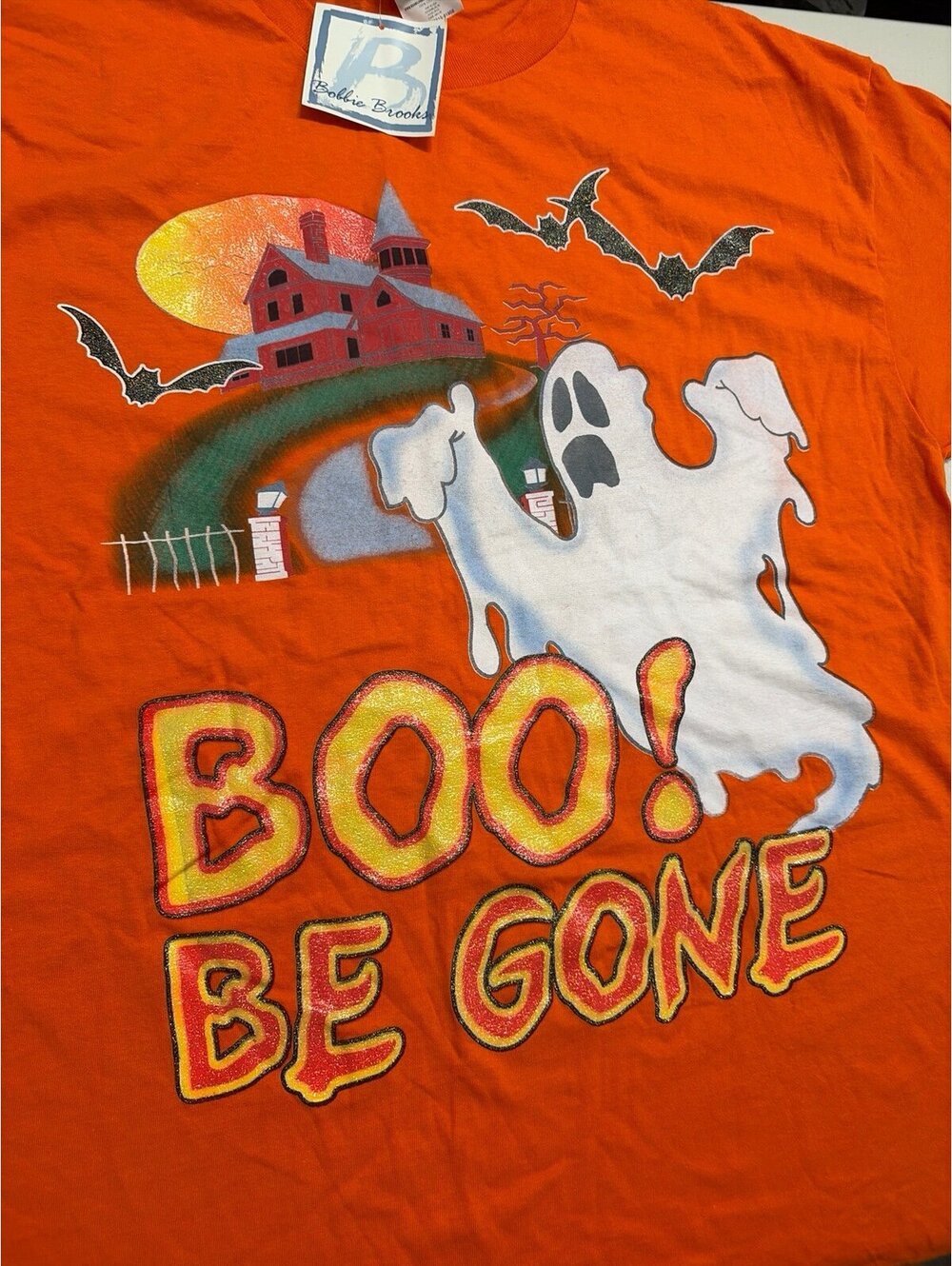 Vintage Bobbie Brooks Halloween T-Shirt Boo Be Gone Haunted House Ghost XL NWT